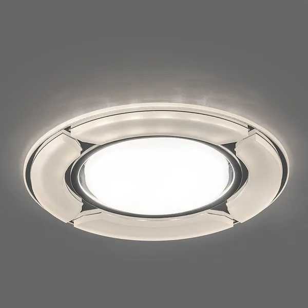 Св-к встр.с белой LED подсветкой Feron CD4039 потолочный GX53 без лампы, белый матовый, хром — фото 2