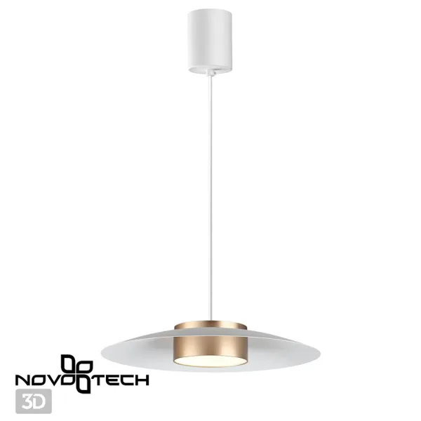 Св-к накл.св/д,провод 2м IP20 LED 4000К 18W 220-240V PILZ белый/золото NOVOTECH — фото 3
