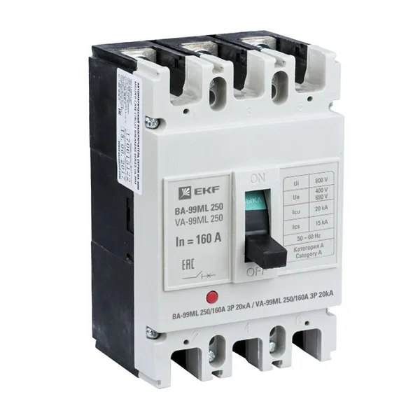 Выключатель автоматический ВА-99МL 250/160А 3П 20кА EKF Basic