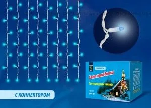 Гирлянда-занавес ул. (мерц) 240LED син 3x2/24нит. соед,6мод, провод бел IP67 Uniel