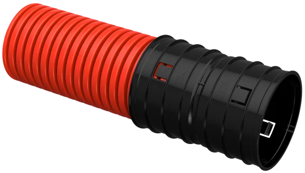 ELASTA Труба гофрированная двустенная жесткая ПНД d=125мм красная (6м) IEK