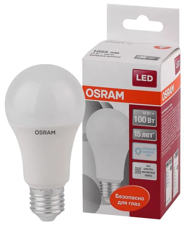 Лампа светодиодная 10 Вт Е27 6500К 1060Лм OSRAM — фото 2