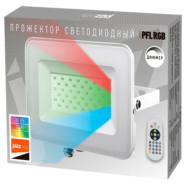 Прожектор светодиодный ДО-30w RGB IP65 белый корпус Jazzway — фото 6