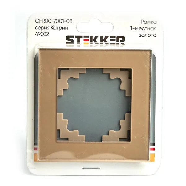 Рамка 1-местная, стекло, STEKKER GFR00-7001-08, серия Катрин, золото — фото 3