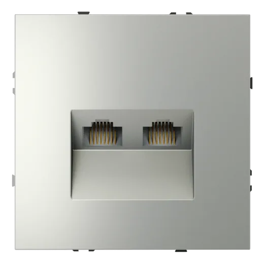 Розетка компьютерная встраиваемая Voltum S70 двойная RJ45+RJ45 КАТ.6, (сталь) — фото 2