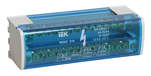 Шины на DIN-рейку в корпусе (кросс-модуль) ШНК 2х15 L+PEN IEK
