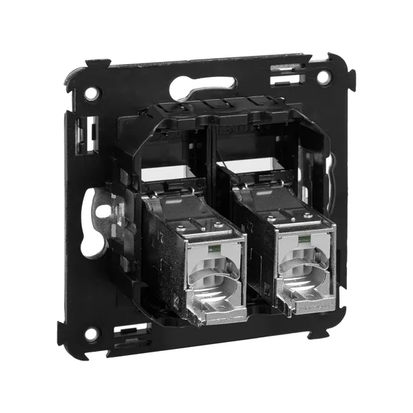 Компьютерная розетка RJ-45 в стену, кат.5e двойная экранированная,"Avanti", "Черный квадрат" DKC — фото 4