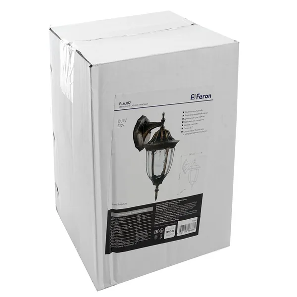Светильник садово-парковый Feron PL6302 шестигранный на стену вниз 60W 230V E27, черное золото — фото 5