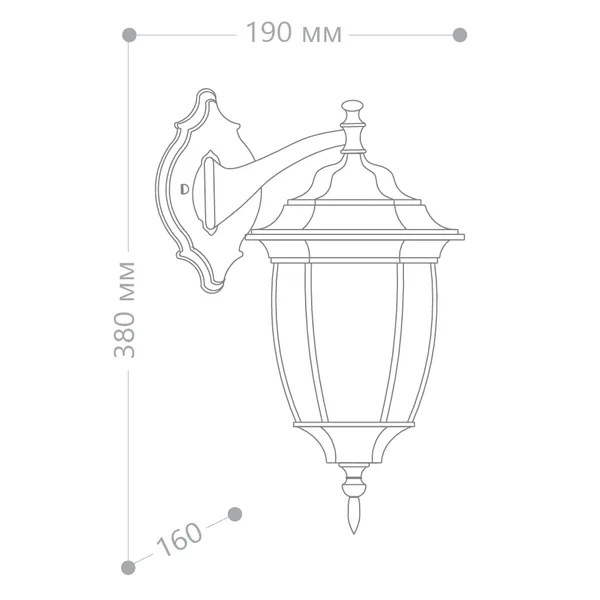 Светильник садово-парковый Feron PL6302 шестигранный на стену вниз 60W 230V E27, черное золото — фото 7