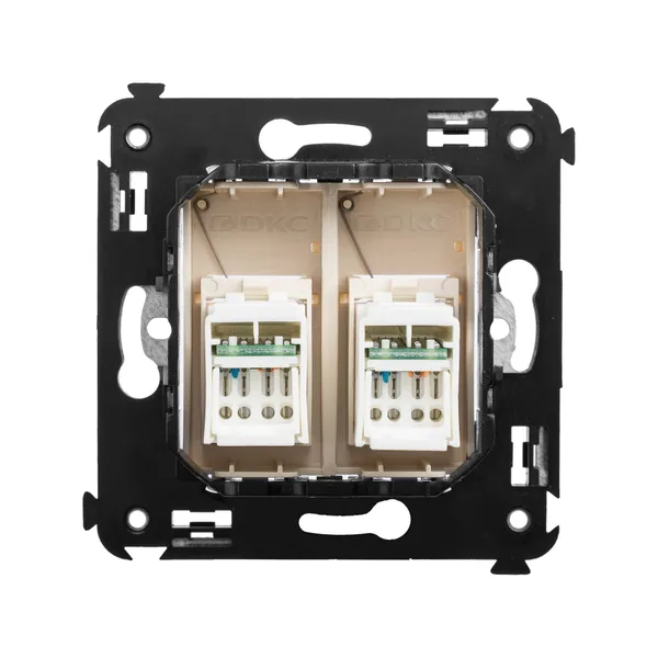 Компьютерная розетка RJ-45 в стену, кат.6А двойная, "Avanti", "Ванильная дымка" DKC — фото 3