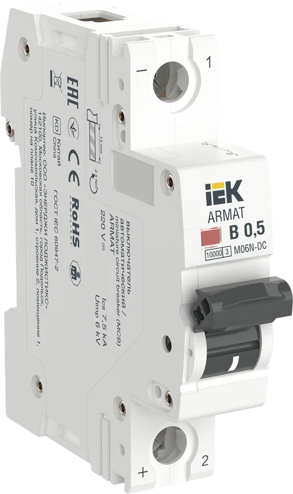 Выключатель автоматический ВА МОД M06N-DC 1П B 0,5А ARMAT IEK