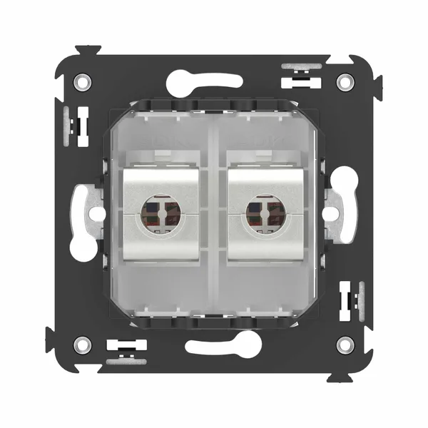 Компьютерная розетка RJ-45 без шторки в стену, кат.6А двойная экранированная, "Avanti", "Белое облако" DKC — фото 4