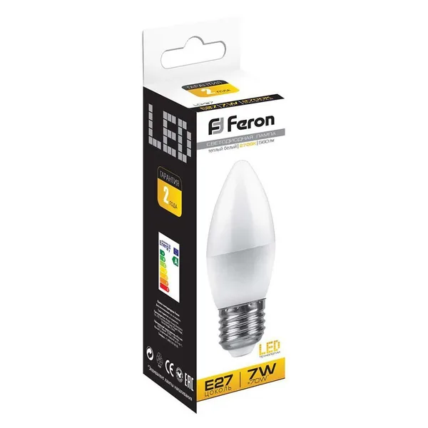 Лампа светодиодная Feron LB-97 Свеча E27 7W 2700K — фото 4