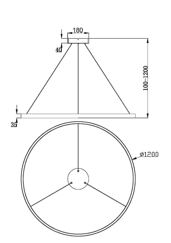 Подвесной светильник 1*LED 81Вт Черный IP20 Rim MOD058PL-L65B3K Maytoni — фото 3