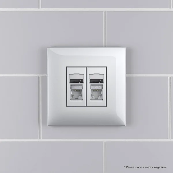 Компьютерная розетка RJ-45 в стену, кат.5e двойная экранированная,"Avanti", "Закаленная сталь" DKC — фото 6