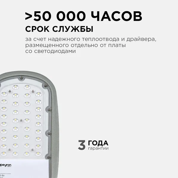 29-01 Светильник светодиодный, уличный, консольный 30Вт, 230/50Гц, 3300лм, 5000К, IP65, КСС "Ш", 380*172*65мм, Ф50мм, серый Apeyron — фото 4