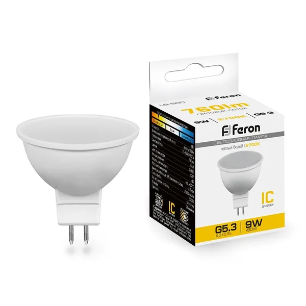 Лампа светодиодная Feron LB-560 MR16 G5.3 9W 2700K — фото 2
