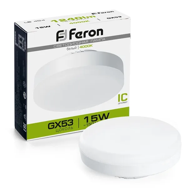 Лампа светодиодная Feron LB-454 GX53 15W 4000K — фото 2