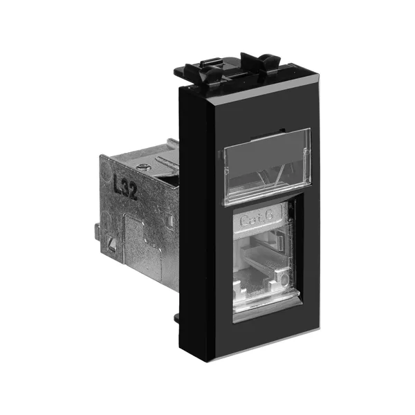 Компьютерная розетка RJ-45 модульная, кат.6 экранированная, "Avanti","Черный квадрат", 1 модуль DKC — фото 2