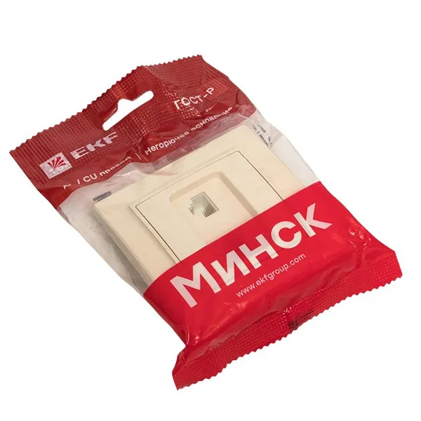Минск Розетка RJ-45+Phone СП бежевый EKF — фото 3