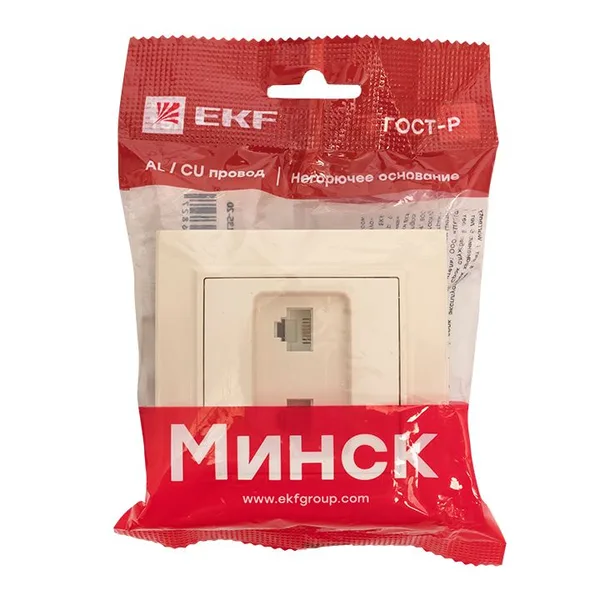 Минск Розетка RJ-45+Phone СП бежевый EKF — фото 4