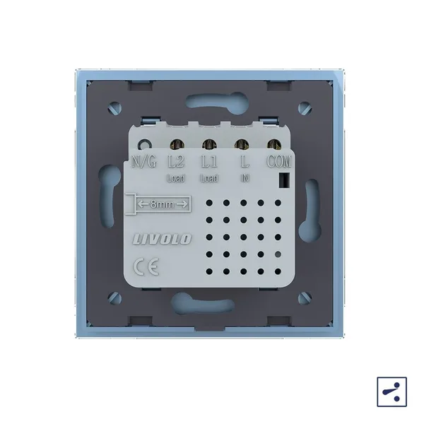Двухклавишный проходной сенсорный выключатель Module, цвет синий Livolo — фото 4