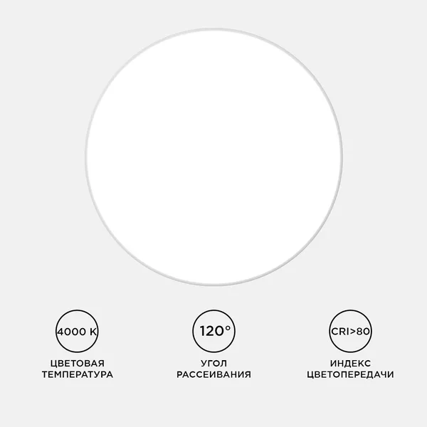 18-146 Светильник светодиодный накладной, SPA, 40Вт, 230В/50Гц, 3200лм, 4000К, IP54, ø370х30мм, круг, белый, полипропилен, монтажная платформа в компл APEYRON — фото 4