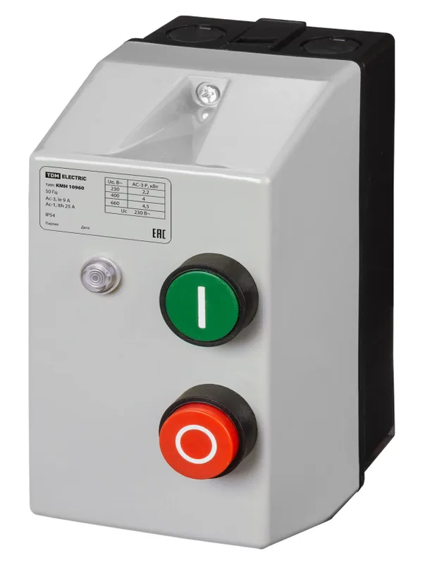 Контактор КМН10960 9А в оболочке с индикатором Ue=220В/АС3 IP54 TDM — фото 7