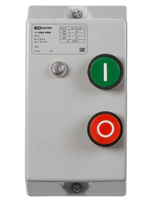 Контактор КМН10960 9А в оболочке с индикатором Ue=220В/АС3 IP54 TDM — фото 6