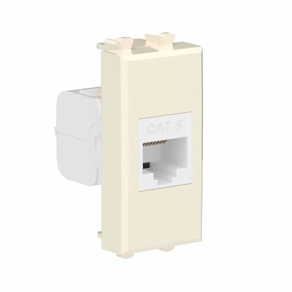 Компьютерная розетка RJ-45 без шторки модульная, кат.6, "Avanti", "Ванильная дымка", 1 модуль DKC — фото 2