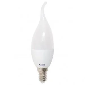 Лампа светодиодная свеча на ветру E14 10W 6500K General