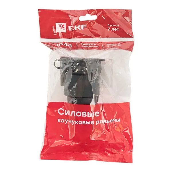 Розетка переносная с защитной крышкой каучуковая 230В 2P+PE 16A IP44 EKF — фото 4