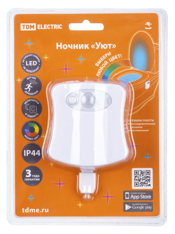 Ночник "Уют" 0,5 Вт, RGB, дат. движ., 3хААА, TDM — фото 7