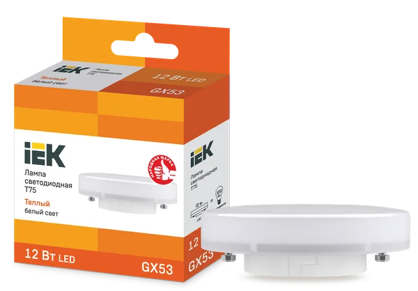 Лампа светодиодная T75 таблетка 12Вт 230В 3000К GX53 IEK