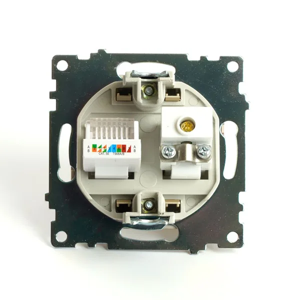 Розетка TV + компьютерная RJ-45 (механизм), STEKKER, GLS00-7106-08, серия Катрин, золото — фото 4