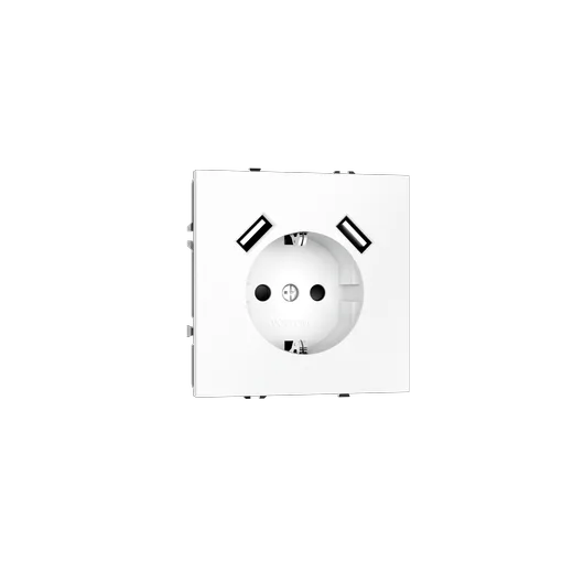 Розетка встраиваемая Voltum S70 с заземлением и защитными шторками, 16А, с USB, A+A, (белый матовый) — фото 13
