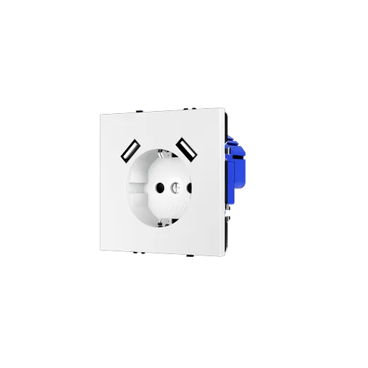 Розетка встраиваемая Voltum S70 с заземлением и защитными шторками, 16А, с USB, A+A, (белый матовый) — фото 17