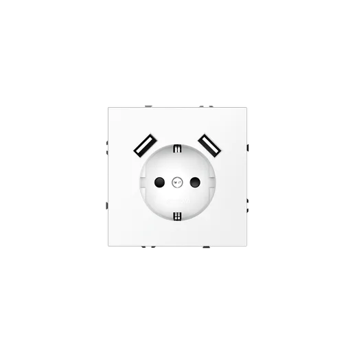 Розетка встраиваемая Voltum S70 с заземлением и защитными шторками, 16А, с USB, A+A, (белый матовый) — фото 2
