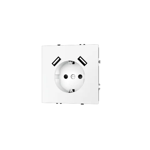 Розетка встраиваемая Voltum S70 с заземлением и защитными шторками, 16А, с USB, A+A, (белый матовый) — фото 18