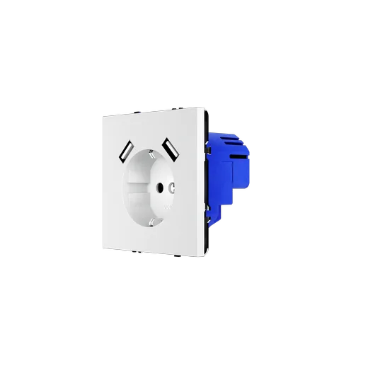 Розетка встраиваемая Voltum S70 с заземлением и защитными шторками, 16А, с USB, A+A, (белый матовый) — фото 16