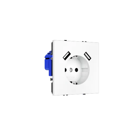Розетка встраиваемая Voltum S70 с заземлением и защитными шторками, 16А, с USB, A+A, (белый матовый) — фото 19