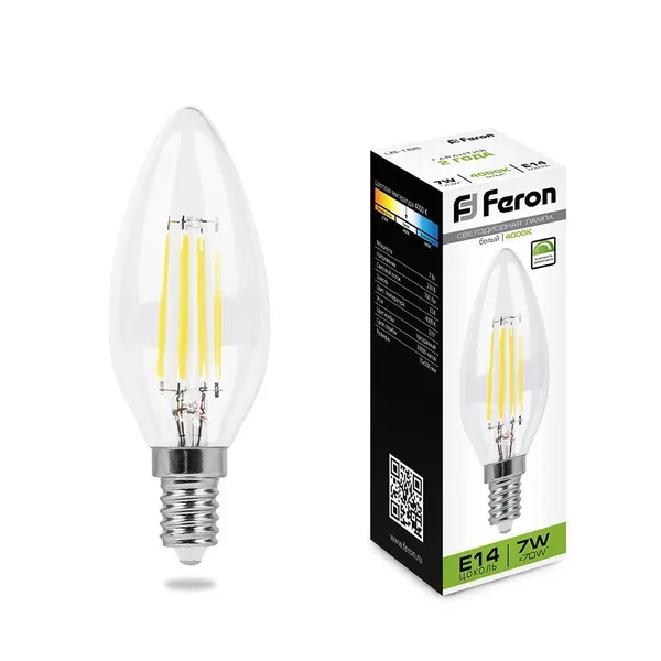 Лампа светодиодная диммируемая Feron LB-166 Свеча E14 7W 4000K — фото 2