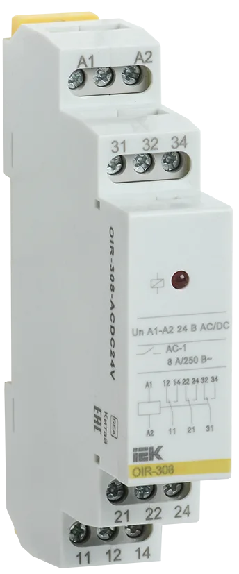 Реле промежуточное модульное OIR 3 контакта 8А 24В AC/DC IEK
