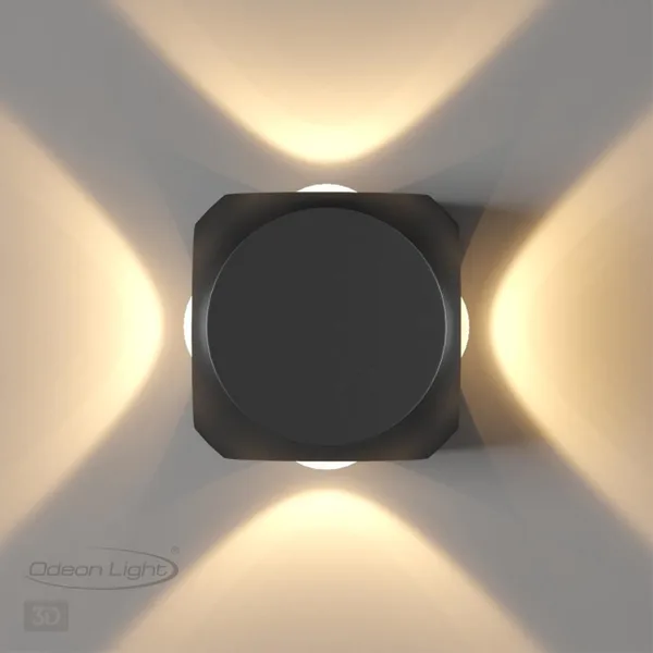 Настенный св-к IP54 LED 8W 716Лм 3200K MIKO черн/металл ODEON LIGHT — фото 4