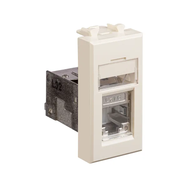 Компьютерная розетка RJ-45 модульная, кат.6 экранированная, "Avanti","Ванильная дымка", 1 модуль DKC — фото 2