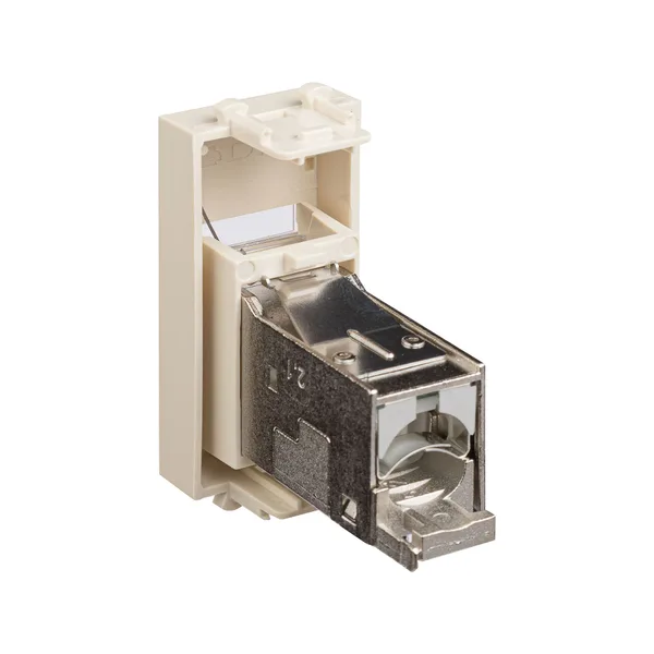 Компьютерная розетка RJ-45 модульная, кат.6 экранированная, "Avanti","Ванильная дымка", 1 модуль DKC — фото 4