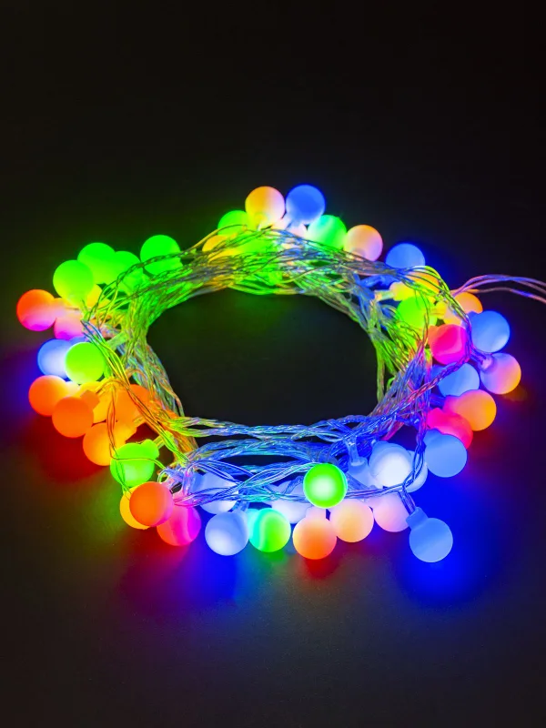 Гирлянда светодиодная "Шарики" 50LED, 5м, 8 режимов, многоцвет., прозр. шнур, 250 В, TDM — фото 4