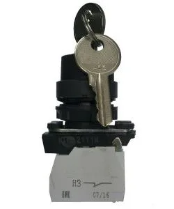 Переключатель КПЕ 2120 -К УХЛ3, чёрный, 2но+0нз, ключ на 3 положения с фиксацией, IP40 Электротехник