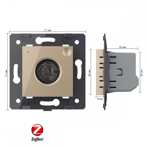 Датчик шума и освещенности ZigBee, цвет золотой (механизм) Livolo — фото 5