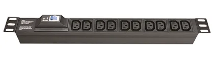 Блок распределения питания (PDU) 19" 10A с автоматом 1P, Вых:8 C13, Вх:C14 DKC